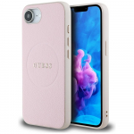 GUESS &uuml;mbris jaoks IPHONE 16e (SE 4 2025) compatible with MagSafe GUHMPSE4PGHSMMP (PU Grained Kuldne Ring) roosa