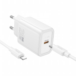 Laadija Hoco N60 20W GaN USB-C + USB-C to Lightning kaabel 1.0m valge