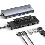 Adapteris Essager "6 in 1" pilkas (In: Type-C)