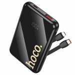 Akupank Hoco 10000 mAh QC PD 22,5W sisseehitatud kaablitega USB C + Lightning Q37 must