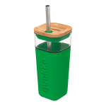 Quokka Liquid Cube klaasist tass roostevabast terasest k&otilde;rrega, 540 ml, roheline