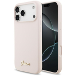 roosa Guess Silicone Script Metal Logo MagSafe &uuml;mbris Iphone 18 Pro Max / iPhone 17 Pro Max jaoks