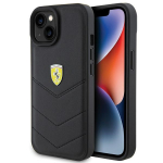 Ferrari Quilted Metal Logo &uuml;mbris jaoks iPhone 15 - must