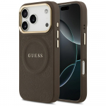 GUESS &uuml;mbris jaoks IPHONE 17 Pro compatible with MagSafe GUHMP17LPSAMSECW (PU W/ Peony Hot Stamp) brown