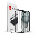 Crong Anti-Bacterial 3D Armor Glass antimikroobne 9H t&auml;isliimiga karastatud ekraanikaitseklaas seadmele iPhone 16 Plus / 15 Plus koos paigaldusraamiga