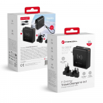 Multifunction laadija Forcell F-Energy 6in1 USB A + USB C PD 45W + akupank 15000 mAh + juhtmevaba charging 15W must