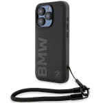 BMW Signature Leather Wordmark Cord &uuml;mbris jaoks iPhone 15 Pro - must