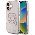 Karl Lagerfeld IML Rhinestones Karl Head iPhone 16 &Uuml;mbris roosa