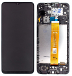 Ekranas Samsung A125 A12 2020 su lietimui jautriu stikliuku ir rėmeliu Black originalus