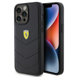 Ferrari Quilted Metal Logo &uuml;mbris jaoks iPhone 15 Pro Max - must
