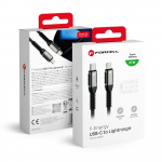 FORCELL F-ENERGY C259 kabelis Type C į Lightning PD 3A 27W Cafule 0,25 m juodas