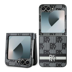 DKNY Checkered Pattern Printed Stripes &uuml;mbris jaoks Samsung Galaxy Z Flip 6 - must