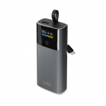 SBS 10000mAh PD 20W Powerbank LCD-ekraaniga ja sisseehitatud USB-C kaabliga - hall