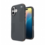 Speck Presidio2 Grip &uuml;mbris seadmele iPhone 16, Charcoal Gray / Cool Bronze / White v&auml;rvitoonis
