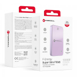 MagSafe-&uuml;hilduv akupank Forcell F-Energy SuperSlim F10K8 QC4.0 PD3.0 15W 10000 mAh lilla