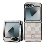 DKNY Checkered Pattern Printed Stripes &Uuml;mbris jaoks Samsung Galaxy Z Flip 6 - Roosa
