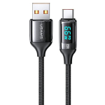 USAMS pintas laidas U78 USB-C 1,2m LED 6A greitas įkrovimas juodas SJ544USB01 (US-SJ544)