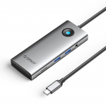 Orico PW11 8-in-1 USB-C dokkimisjaam 2x USB-A 3.0 1x USB-C PD 100W 1x HDMI 4K 60Hz 1x microSD/SD 1x RJ45 Gigabit Ethernet 1x 3.5mm heli - hall