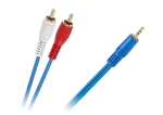 3,5 mm jack&ndash;2 RCA kaabel, sinine, 4 mm, 3 m