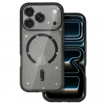 Blizgantis magnetinis dėklas telefonui Iphone 17 Pro, juodas, permatomas