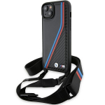 BMW M Edition Carbon Tricolor Lines & Strap &uuml;mbris jaoks iPhone 15 Plus / 14 Plus - must
