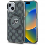 Karl Lagerfeld IML Monogram Karl & Choupette Head MagSafe iPhone 15 Plus &Uuml;mbris - must