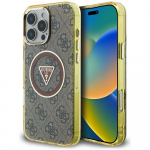 Guess IML Metal Glitter 4G Circle Triangle MagSafe &Uuml;mbris jaoks iPhone 16 Pro Max - Brown