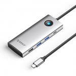 Orico PW11 8-&uuml;hes USB-C dokkimisjaam 2x USB-A 3.0 1x USB-A 2.0 1x USB-C 3.0 1x USB-C PD 100W 1x HDMI 4K 60Hz 1x VGA 1080P 60Hz 1x RJ45 Gigabit Ethernet - h&otilde;bedane