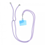 SWING (6mm) telefono dirželis, telefono pakabukas su reguliuojamu ilgiu / virvelės ilgis 165 cm (maks. 82,5 cm kilpoje) / ant peties arba kaklo &ndash; baltas&ndash;violetinis