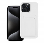 &Uuml;mbris jaoks iPhone 15 PRO MAX Card &Uuml;mbris valge