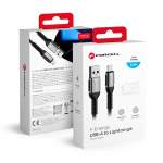 FORCELL F-ENERGY C257 kabelis USB A į Lightning 2,4A 12W Cafule 0,25 m juodas
