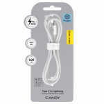 Blavec Kaabel Candy braided - Type C to Lightning - PD 20W 2,4A 1 metre Apple CarPlay (CCA-CL24W10) valge
