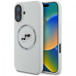 KARL LAGERFELD &uuml;mbris jaoks IPHONE 16 compatible with MagSafe KLHMP16SSKCHTCE (Silicone KC Heads) beige