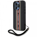 Karl Lagerfeld Saffiano Athleisure Stripes Cord iPhone 15 Pro Max Case - Red