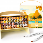 Dvipusiai markeriai - flomasteriai ARRTX Alp, 40 spalvų, geltono atspalvio