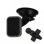 Automobilinis laikiklis - TXR - MAGNETINIS / 2 tvirtinimai: ant stiklo ir oro angos / su pilku rėmu