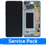 Ekranas skirtas Samsung G973 S10 su rėmeliu / Prism Green / (Service Pack)