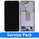 LCD ekraan &uuml;hilduv Samsung S911 S23 raamiga / Lavender (helerooosa) / (Service Pack)
