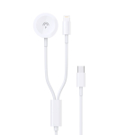 Dudao A12MAX-2in1 USB-C&ndash;iWatch / Lightning kaabel, 20 W, 1,2 m, valge