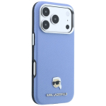 Helesinine KARL LAGERFELD &uuml;mbris IPHONE 18 Pro/ 17 Pro (Grained Karl Head Metal) jaoks, &uuml;hildub MagSafe'iga