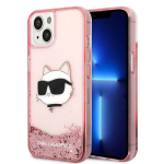 Karl Lagerfeld Glitter Choupette Head &uuml;mbris jaoks iPhone 14 Plus - roosa