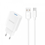 Dudao A4EU USB-A 2.1A wall Laadija - valge + USB-A - USB-C kaabel