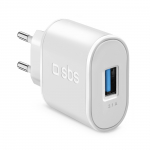 SBS TETR1USB2AWFAST 10W USB-A Wall Laadija - valge