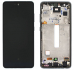 Ekranas Samsung A528 A52S 2021 su lietimui jautriu stikliuku ir rėmeliu Awesome Black originalus (assembled service pack)