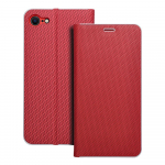 Dėklas telefonui LUNA Book Carbon skirtas IPHONE 7 / 8 / SE 2020 / SE 2022 raudonas