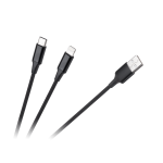 Kaks-&uuml;hes USB-A&ndash;USB-C/Lightning kaabel, 1 m