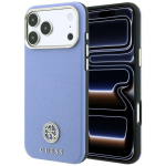 Guess Grained Round Strass Logo &uuml;mbris seadmele iPhone 18 Pro / 17 Pro, MagSafe-&uuml;hilduv &ndash; sinine