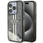 Guess Liquid Glitter kuldne Stripes &uuml;mbris jaoks iPhone 15 Pro - must