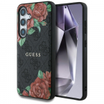 Guess Leather 4G Flowers Print Metal Classic Logo MagSafe &Uuml;mbris jaoks Samsung Galaxy S25 - must