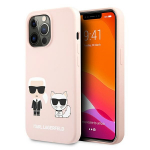 Karl Lagerfeldi silikoonist Karl&Choupette &uuml;mbris iPhone 13 Pro / iPhone 13 jaoks - heleroosa